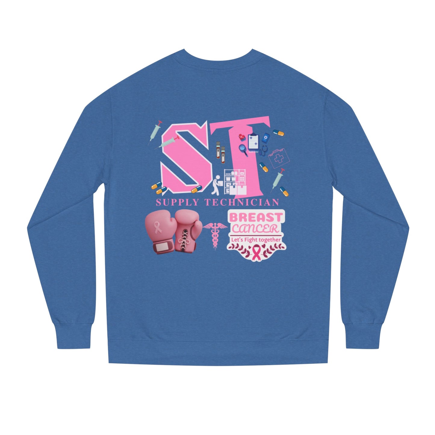 Supply technician breast cancer Unisex Crew Neck Sweatshirt for Cancer Awareness, Support Staff Apparel, Pink Ribbon Gear, October Fundraiser, Empowering Health Wear