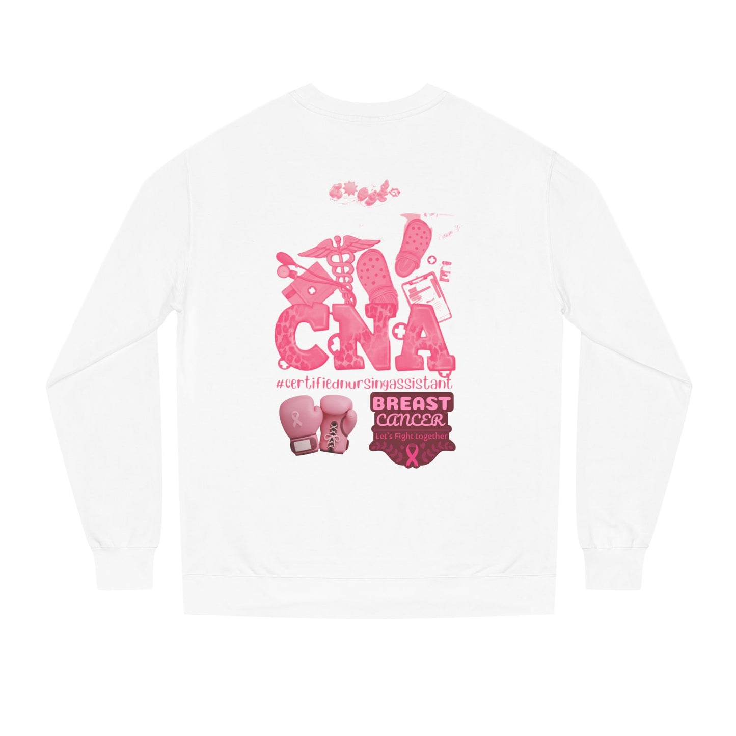 CNA’s breast cancer Unisex Crew Neck Sweatshirt for Cancer Awareness, Support Staff Apparel, Pink Ribbon Gear, October Fundraiser, Empowering Health Wear
