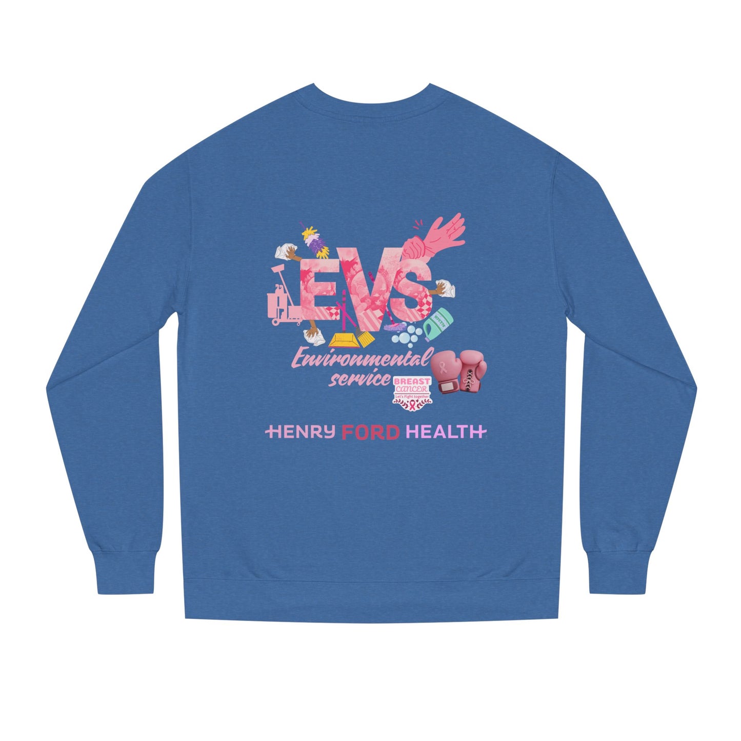 E.V.S breast cancer Unisex Crew Neck Sweatshirt for Cancer Awareness, Support Staff Apparel, Pink Ribbon Gear, October Fundraiser, Empowering Health Wear