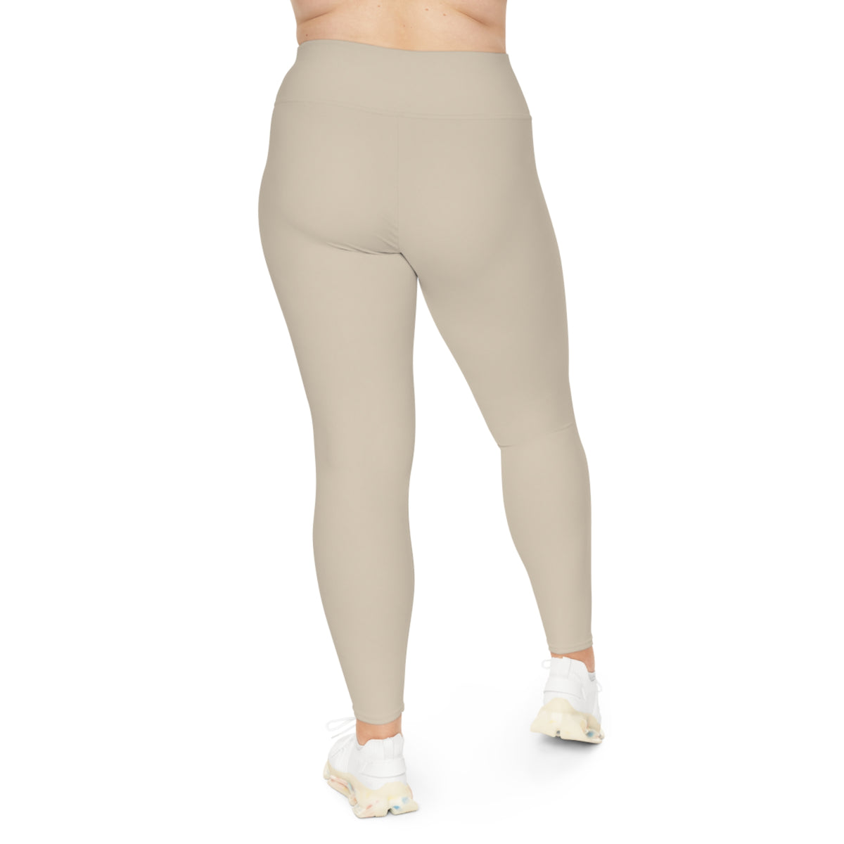 Single LT Plus Size Leggings - Neutral Script Allover Print