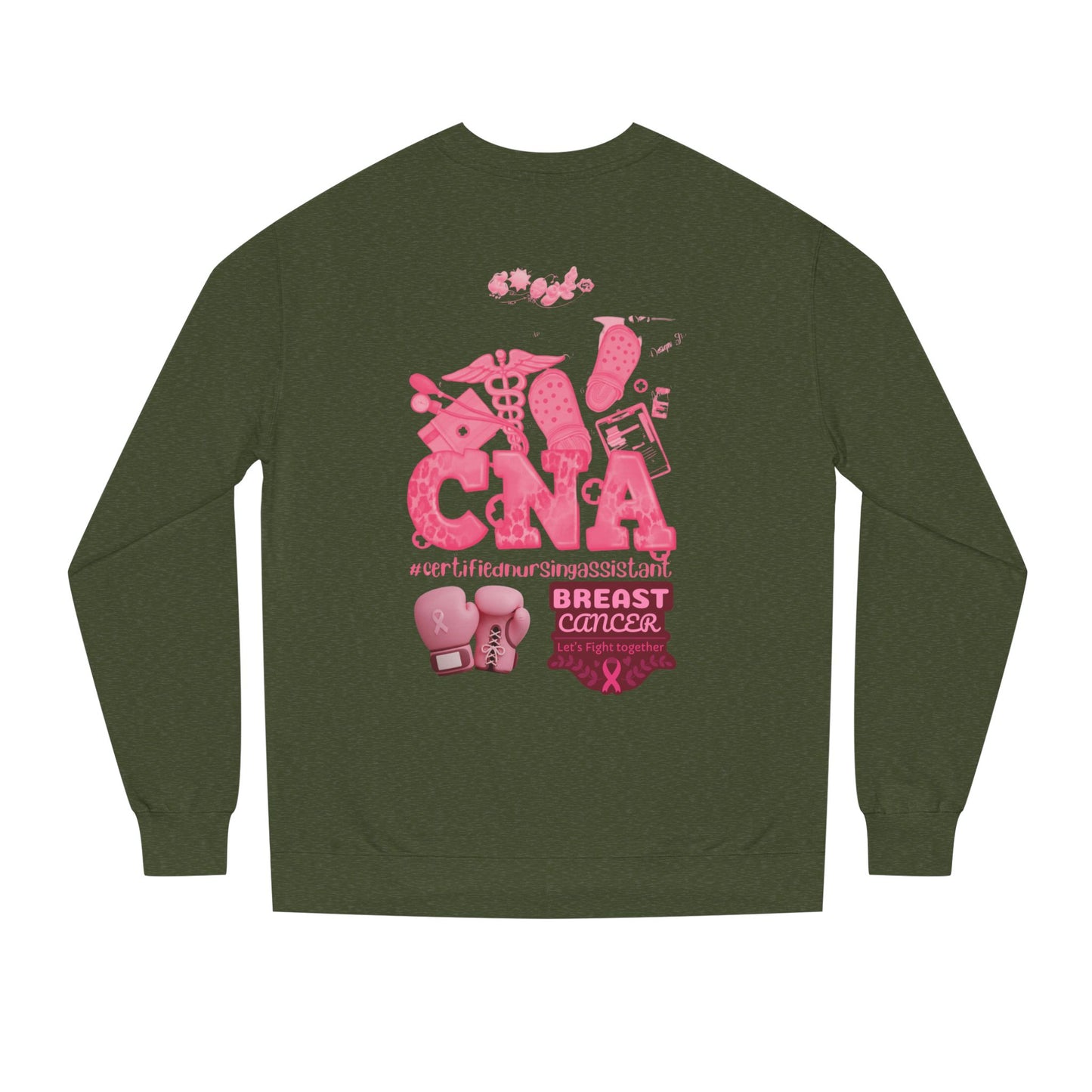 CNA’s breast cancer Unisex Crew Neck Sweatshirt for Cancer Awareness, Support Staff Apparel, Pink Ribbon Gear, October Fundraiser, Empowering Health Wear