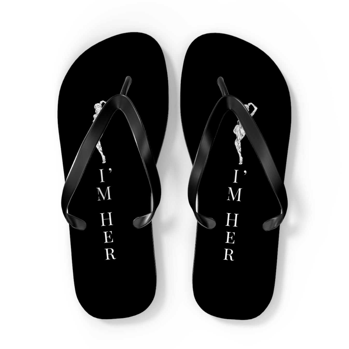 I'm Her black Flip Flops — Cute Matching Couple Beach Sandals