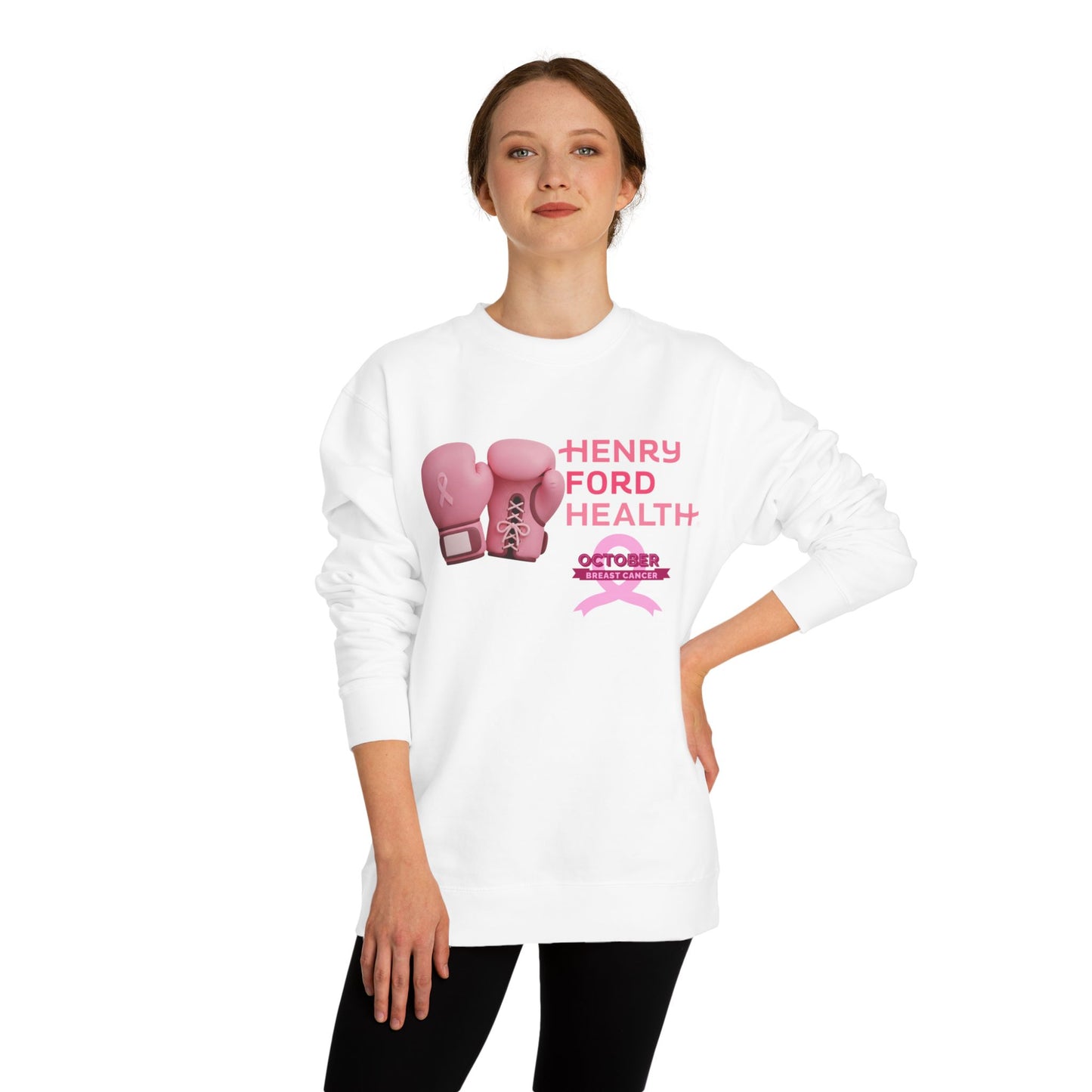 E.V.S breast cancer Unisex Crew Neck Sweatshirt for Cancer Awareness, Support Staff Apparel, Pink Ribbon Gear, October Fundraiser, Empowering Health Wear