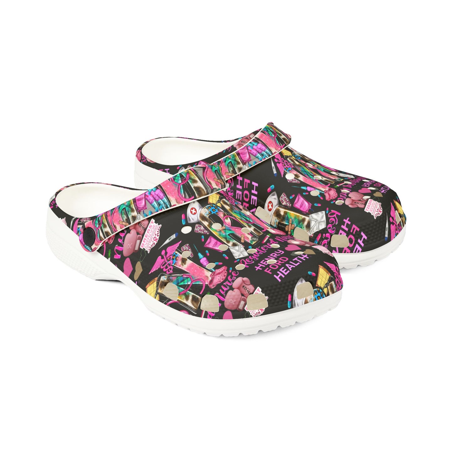 Henry Ford health Foam Crocs for Fun Comfort, Cute Garden Shoes, Trendy Summer Footwear, Perfect for Kids and Adults, Fun Gift Idea