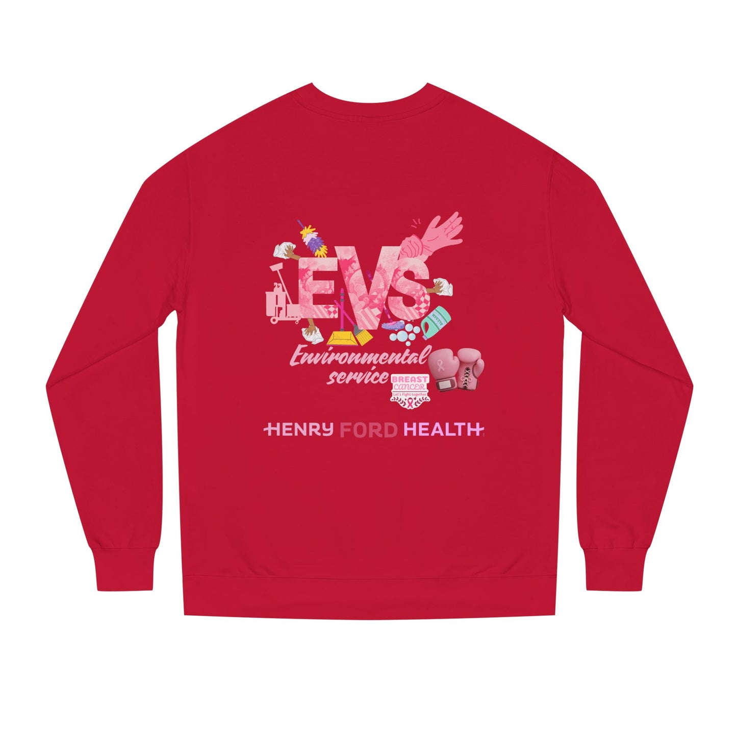 E.V.S breast cancer Unisex Crew Neck Sweatshirt for Cancer Awareness, Support Staff Apparel, Pink Ribbon Gear, October Fundraiser, Empowering Health Wear