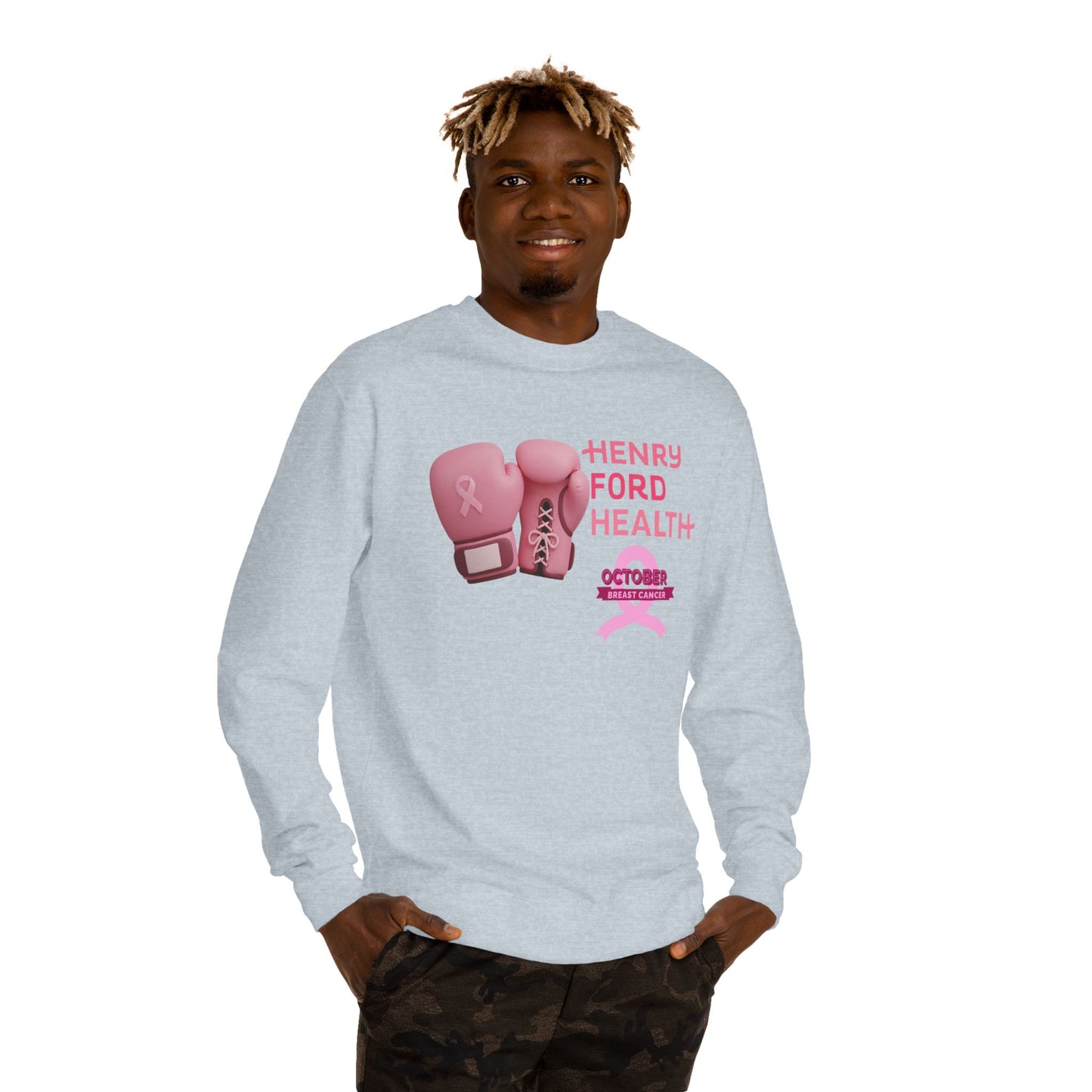 Vinetta Emergency department tech breast cancer Unisex Crew Neck Sweatshirt for Cancer Awareness, Support Staff Apparel, Pink Ribbon Gear, October Fundraiser, Empowering Health Wear