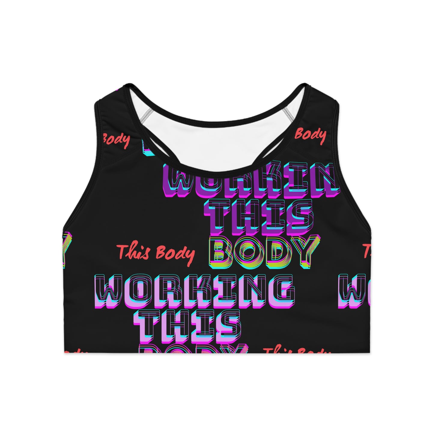 Trendy Sports Bra - Working this Body Motivational Activewear, Fitness, Gym, Workout, Gifts, Athleisure