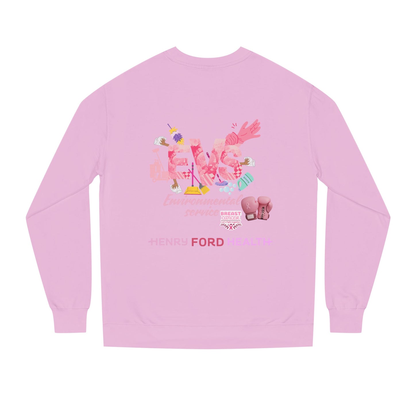 E.V.S breast cancer Unisex Crew Neck Sweatshirt for Cancer Awareness, Support Staff Apparel, Pink Ribbon Gear, October Fundraiser, Empowering Health Wear
