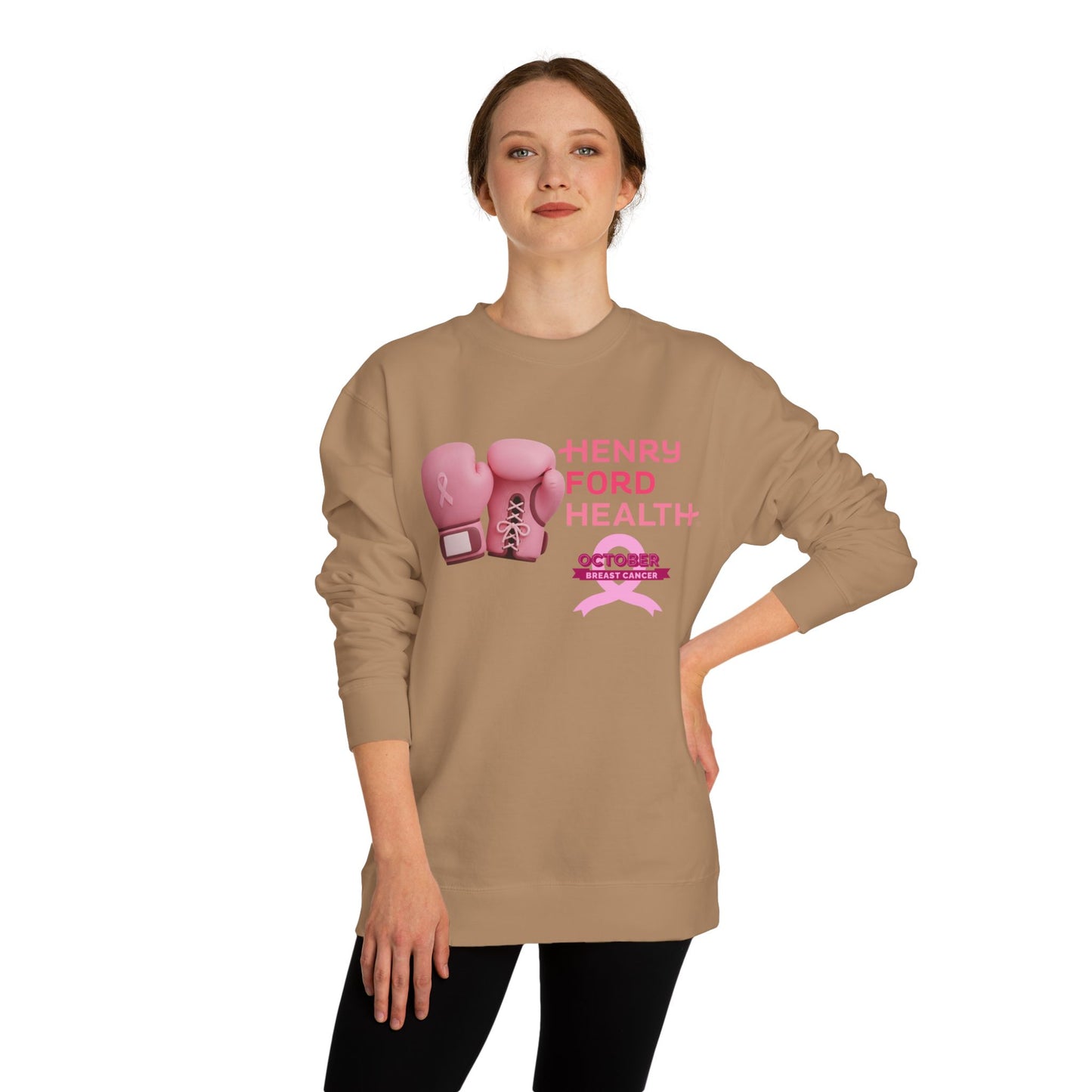 E.V.S breast cancer Unisex Crew Neck Sweatshirt for Cancer Awareness, Support Staff Apparel, Pink Ribbon Gear, October Fundraiser, Empowering Health Wear