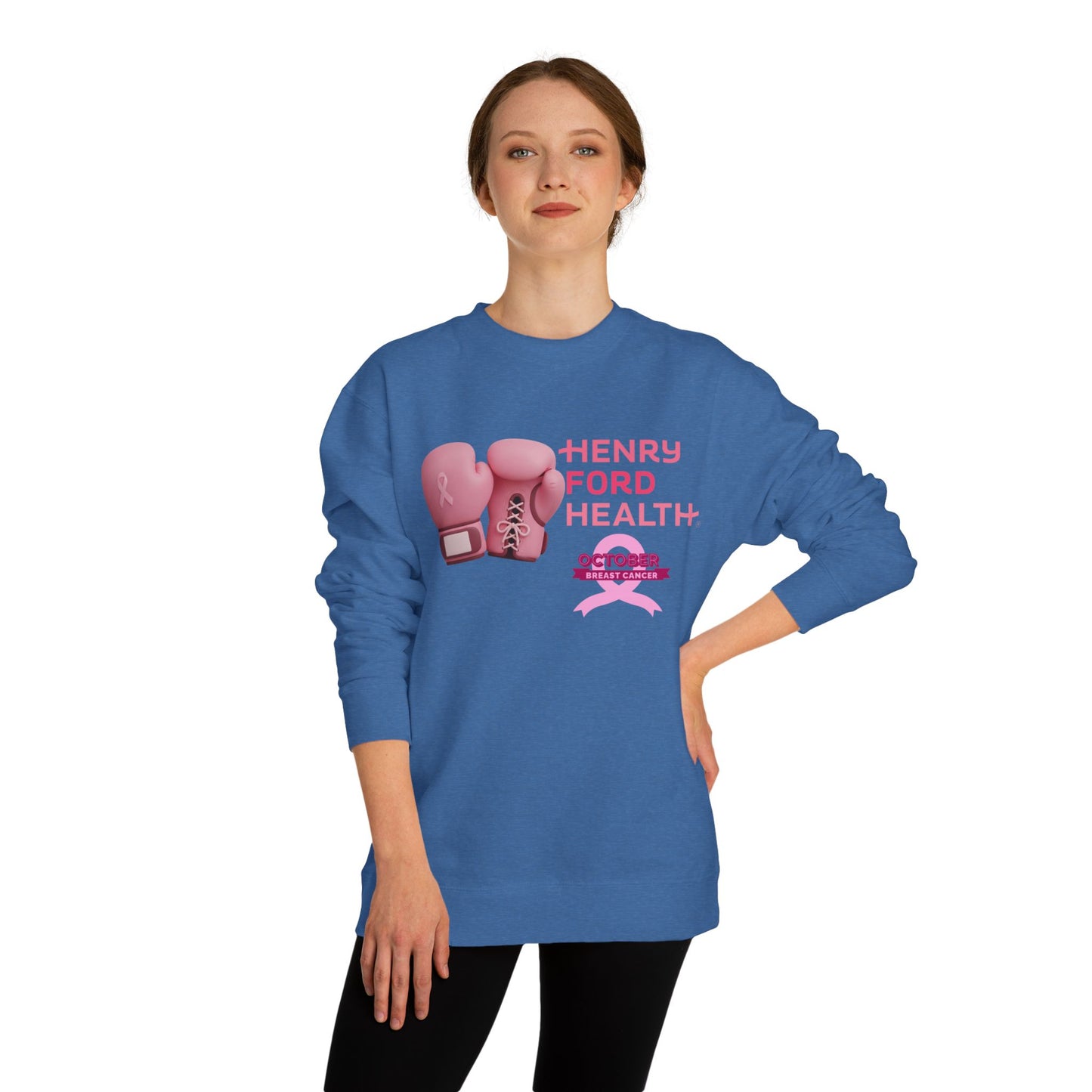 Vinetta Emergency department tech breast cancer Unisex Crew Neck Sweatshirt for Cancer Awareness, Support Staff Apparel, Pink Ribbon Gear, October Fundraiser, Empowering Health Wear