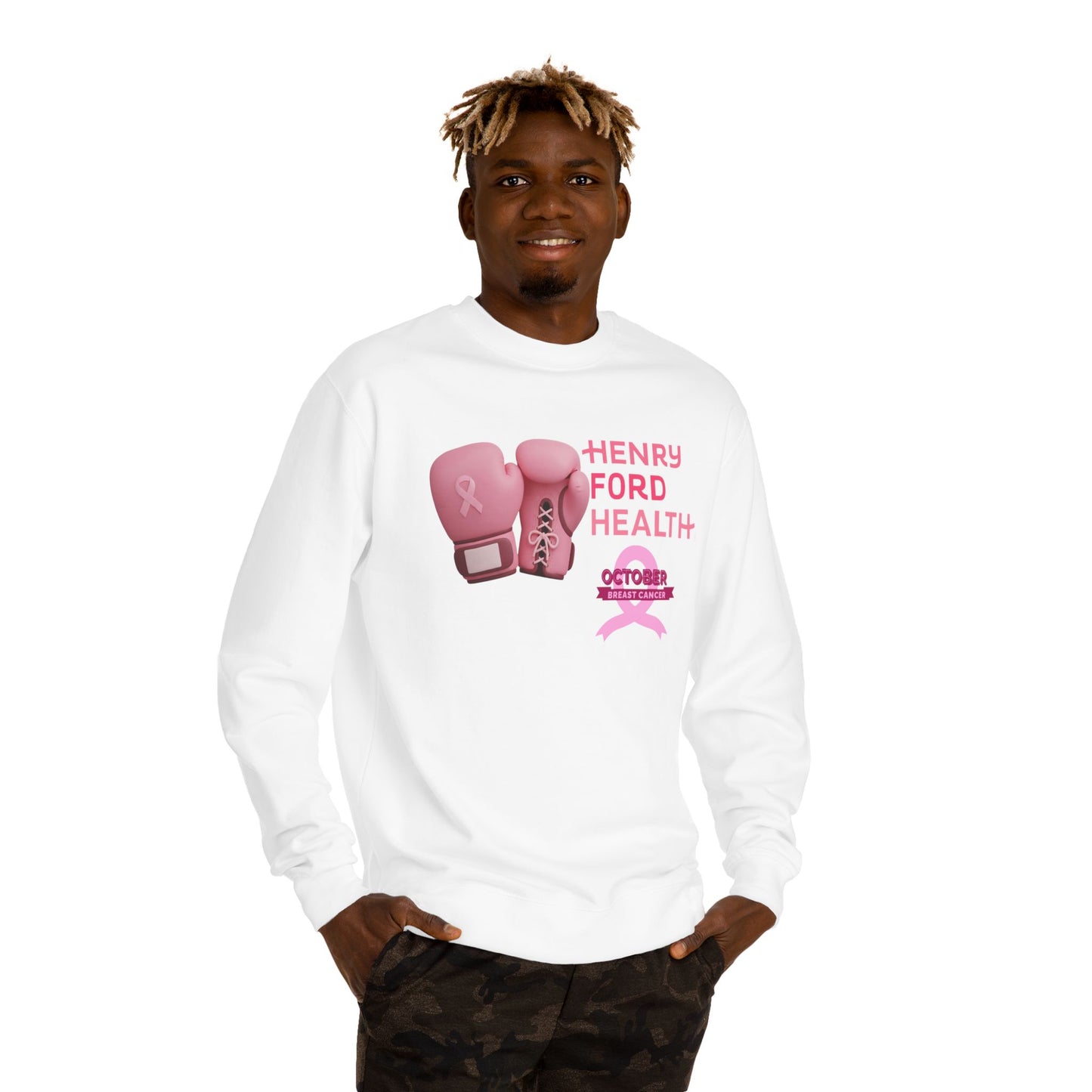 E.V.S breast cancer Unisex Crew Neck Sweatshirt for Cancer Awareness, Support Staff Apparel, Pink Ribbon Gear, October Fundraiser, Empowering Health Wear
