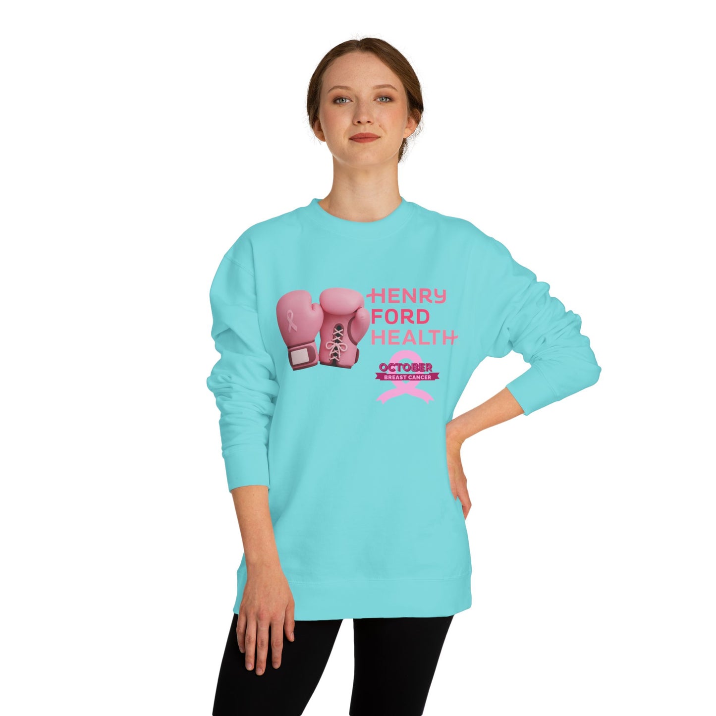 E.V.S breast cancer Unisex Crew Neck Sweatshirt for Cancer Awareness, Support Staff Apparel, Pink Ribbon Gear, October Fundraiser, Empowering Health Wear