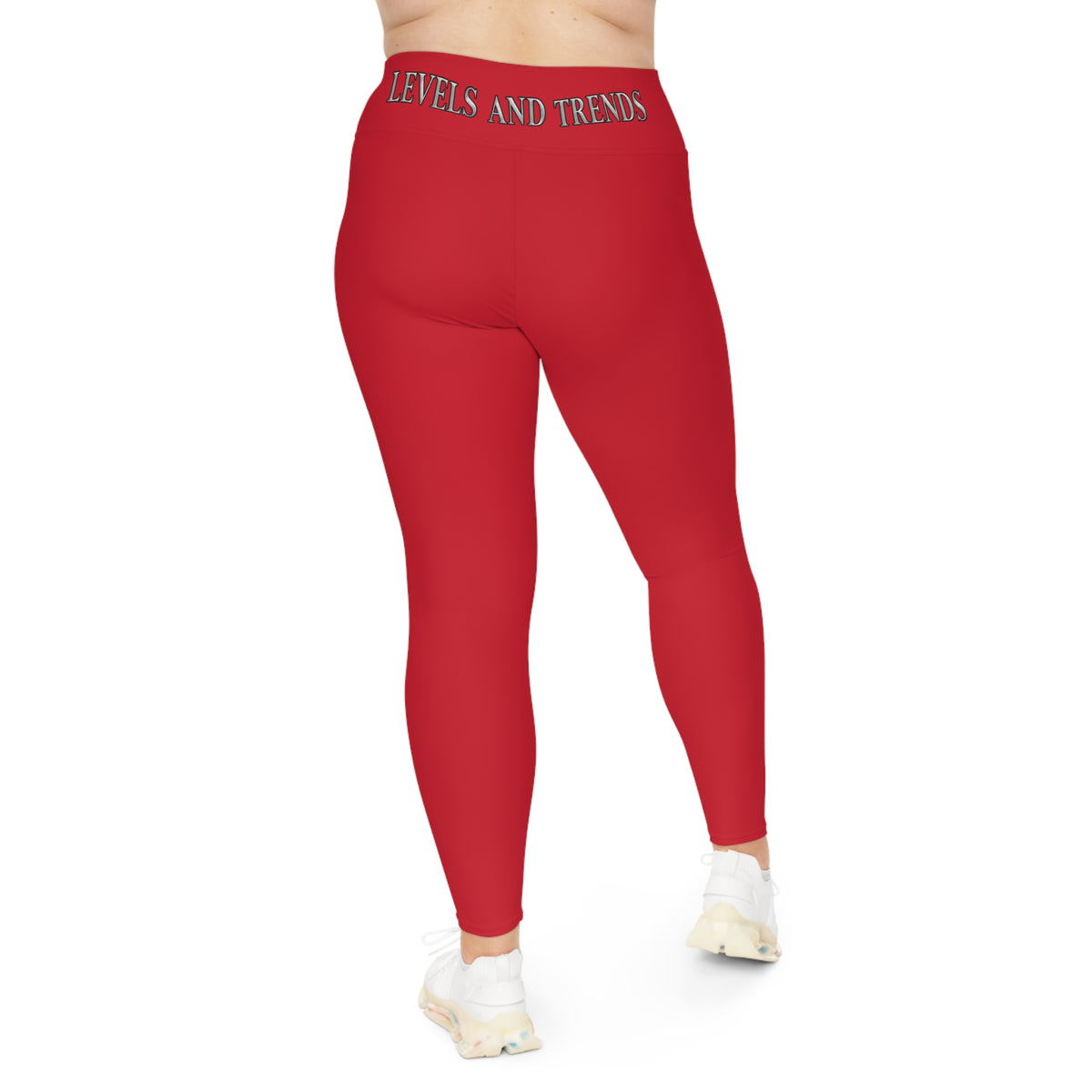 Plus Size Leggings —red 'Levels and Trends' All-Over Print