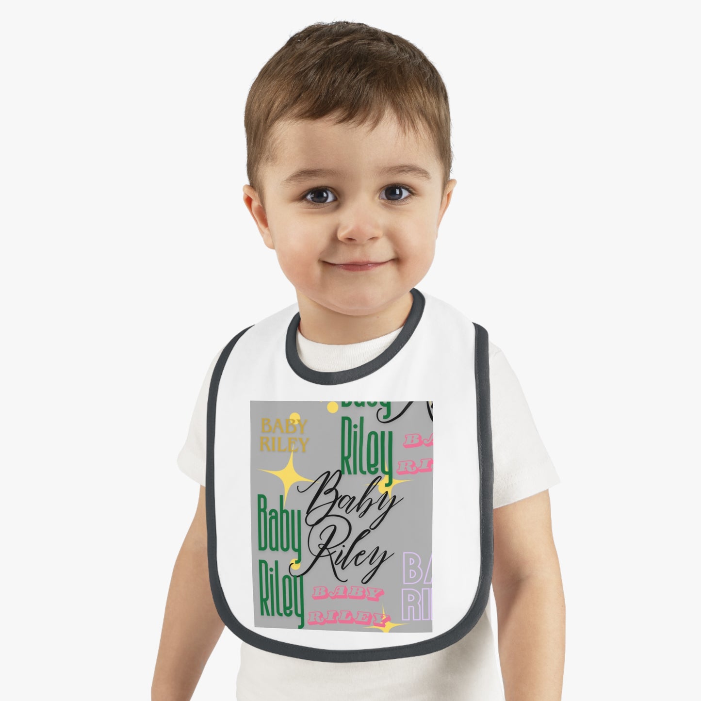Baby Bib with Fun Contrast Trim, Personalized Baby Gift, Baby Shower Gift, Cute Bib for Feeding, Newborn Must-Have, Baby Accessories