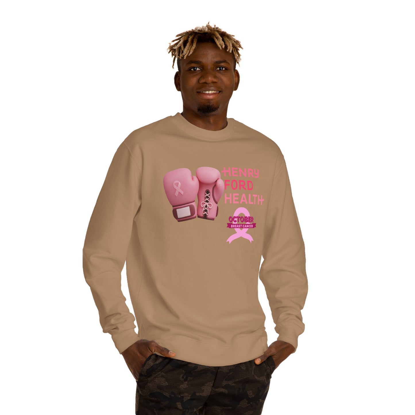 E.V.S breast cancer Unisex Crew Neck Sweatshirt for Cancer Awareness, Support Staff Apparel, Pink Ribbon Gear, October Fundraiser, Empowering Health Wear