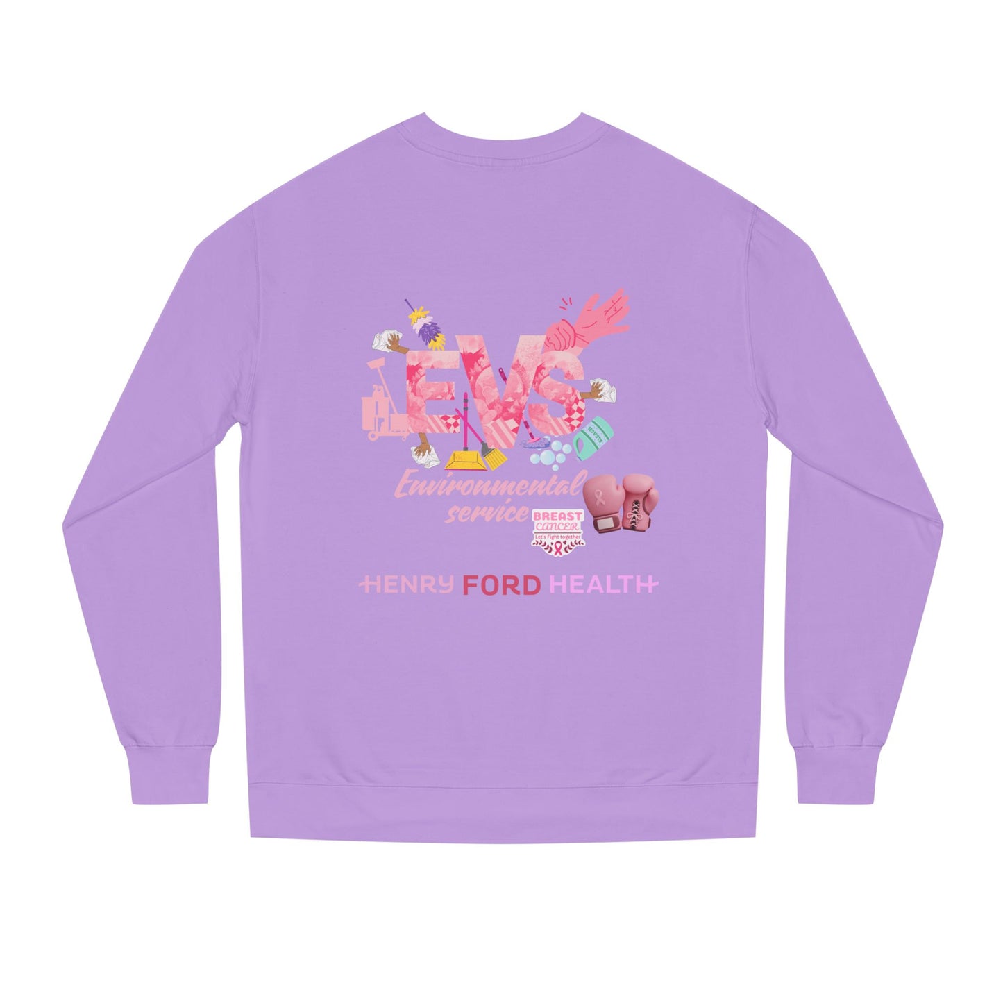 E.V.S breast cancer Unisex Crew Neck Sweatshirt for Cancer Awareness, Support Staff Apparel, Pink Ribbon Gear, October Fundraiser, Empowering Health Wear