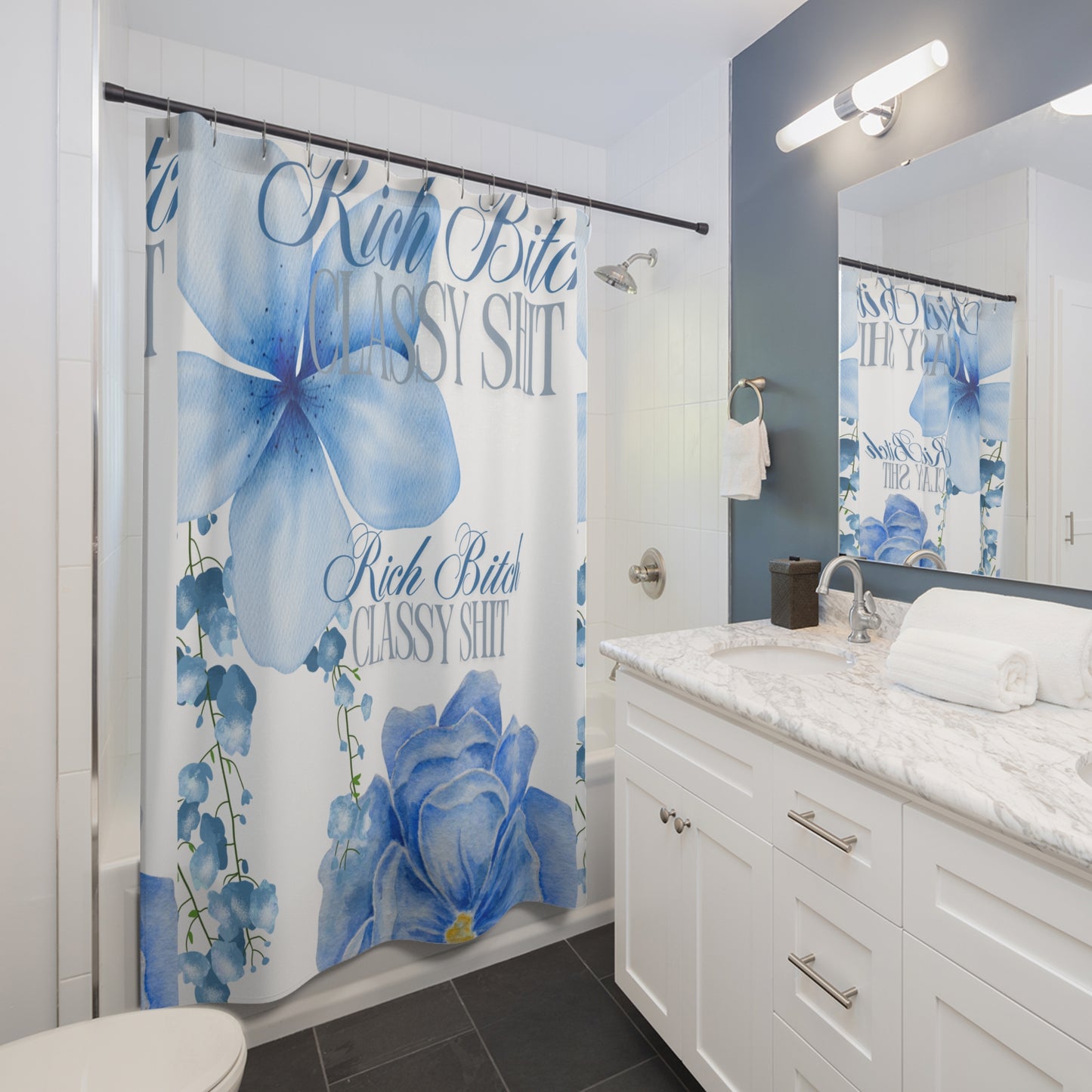 Chic Floral Shower Curtain | Luxury Bathroom Decor, Rich Bitch Theme, Classy Gift, Boho Style, Home Makeover Essential