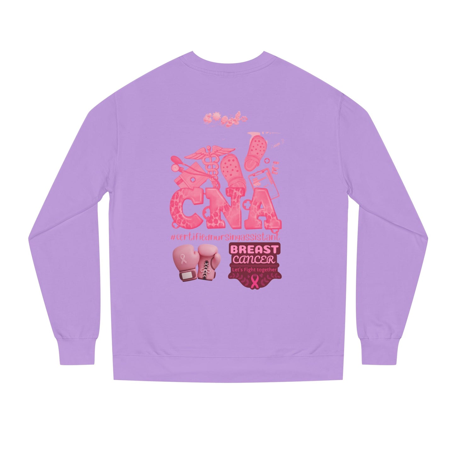 CNA’s breast cancer Unisex Crew Neck Sweatshirt for Cancer Awareness, Support Staff Apparel, Pink Ribbon Gear, October Fundraiser, Empowering Health Wear
