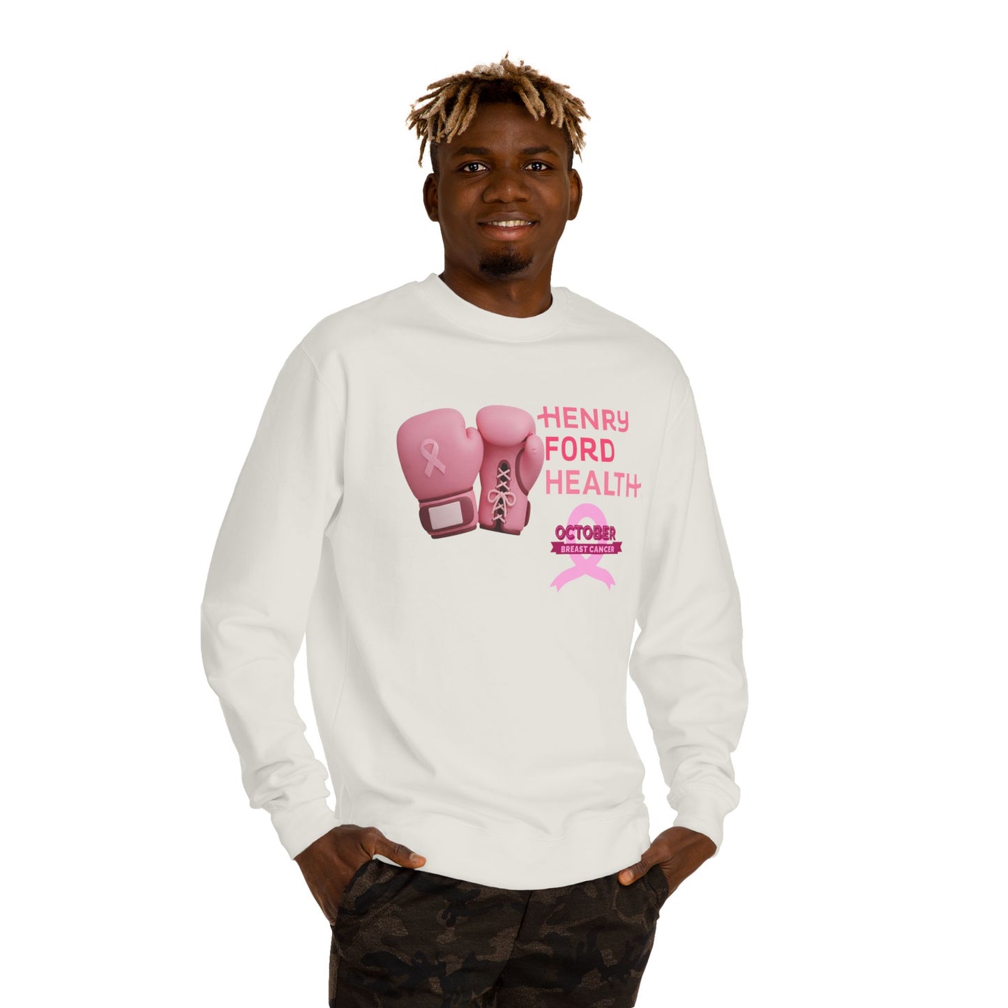 E.V.S breast cancer Unisex Crew Neck Sweatshirt for Cancer Awareness, Support Staff Apparel, Pink Ribbon Gear, October Fundraiser, Empowering Health Wear
