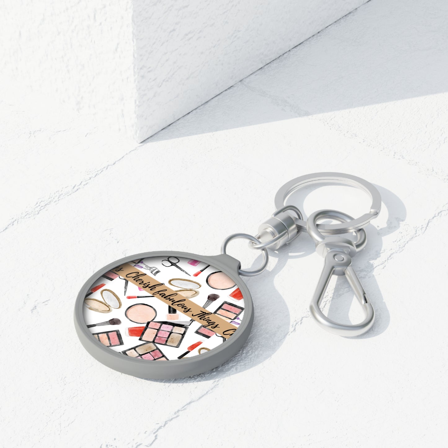 Cherish Chic Makeup Keyring Tag | Stylish Accessory, Custom Gift for Beauty Lovers, Keychain Charm, Personalized Makeup Tag, Fun Gift Idea