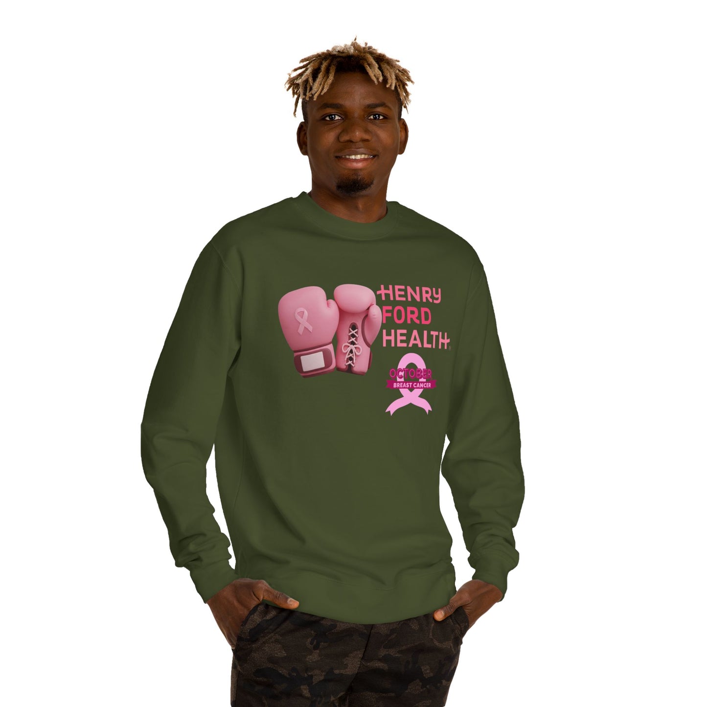 Vinetta Emergency department tech breast cancer Unisex Crew Neck Sweatshirt for Cancer Awareness, Support Staff Apparel, Pink Ribbon Gear, October Fundraiser, Empowering Health Wear