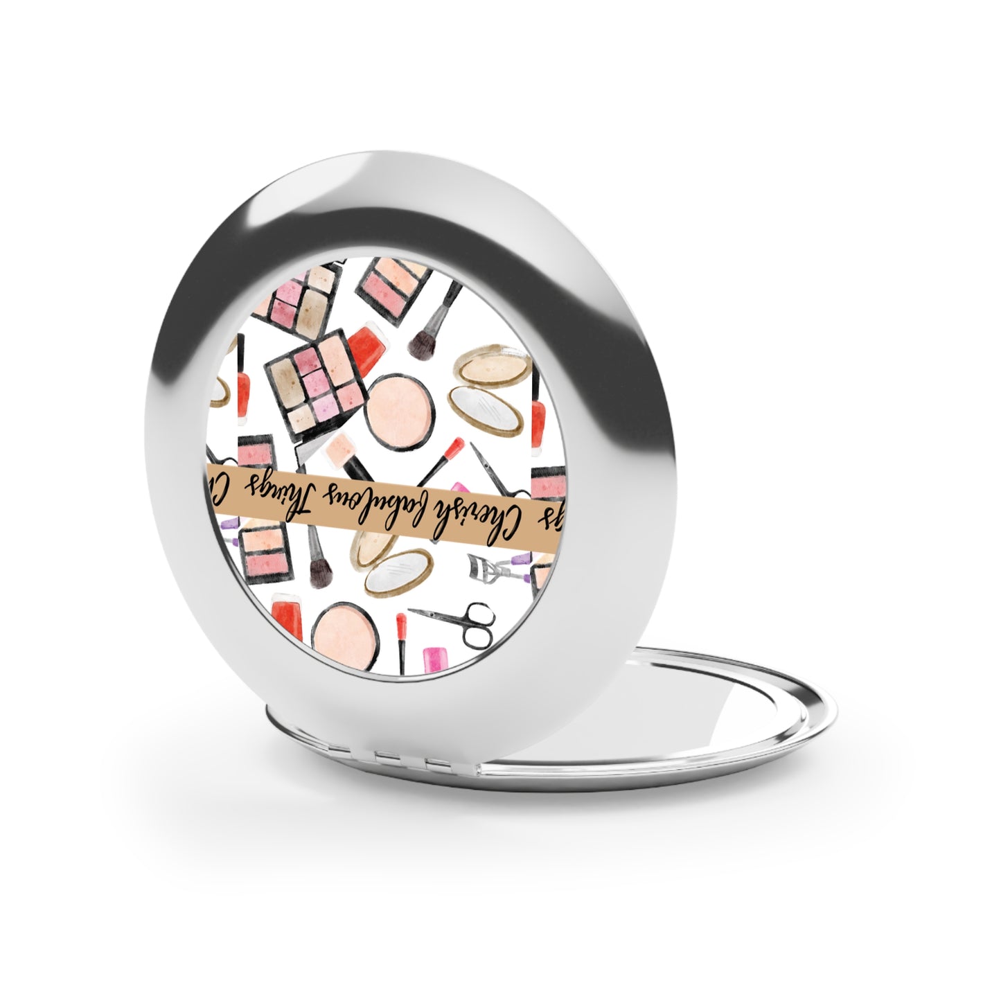 CherishCompact Travel Mirror with Beauty Design - Perfect for Makeup Lovers, Gifts for Her, Daily Essentials, Travel Accessories, Self-Care