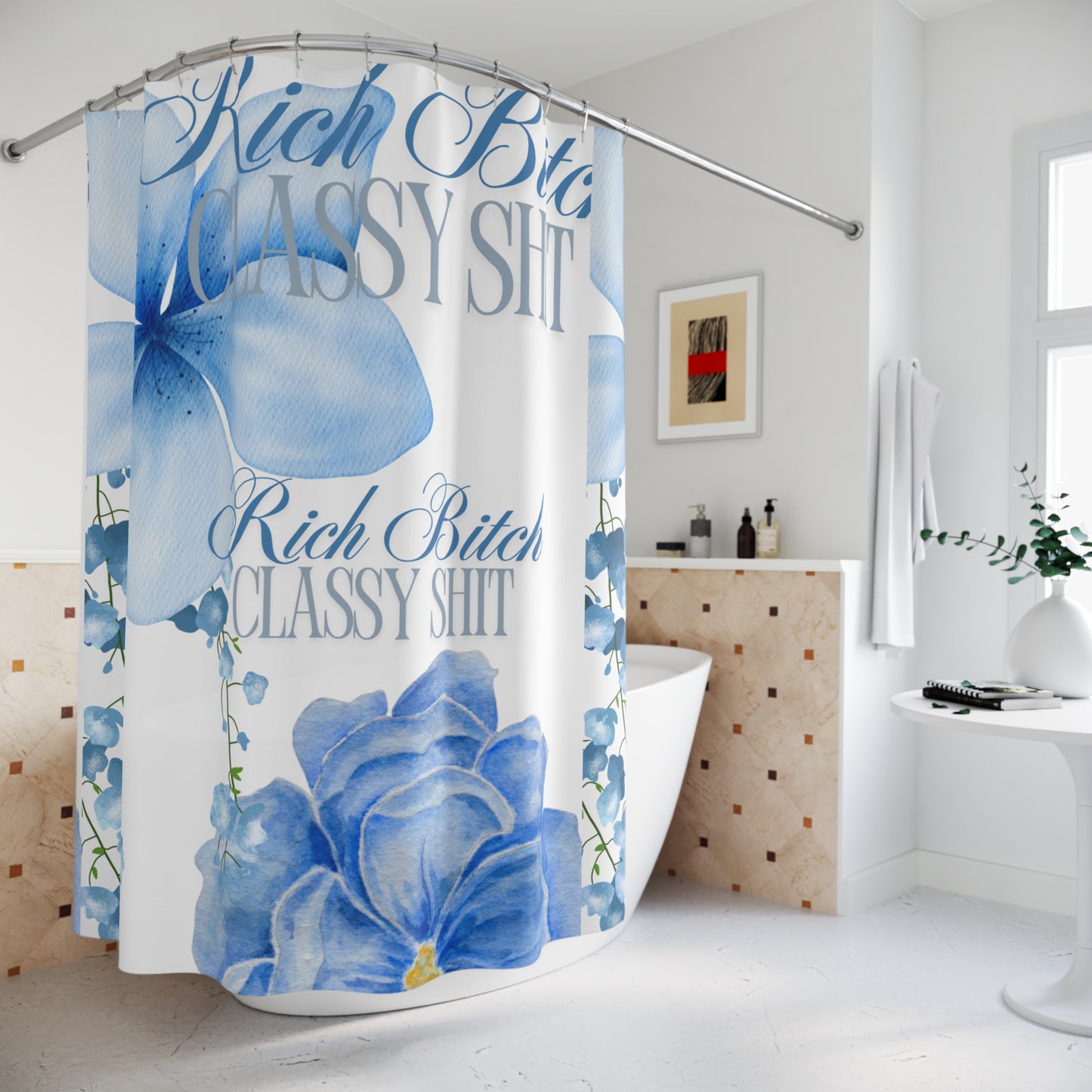 Chic Floral Shower Curtain | Luxury Bathroom Decor, Rich Bitch Theme, Classy Gift, Boho Style, Home Makeover Essential