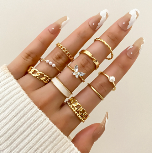 Retro Artistic Relief XINGX 12-Piece Ring Collection