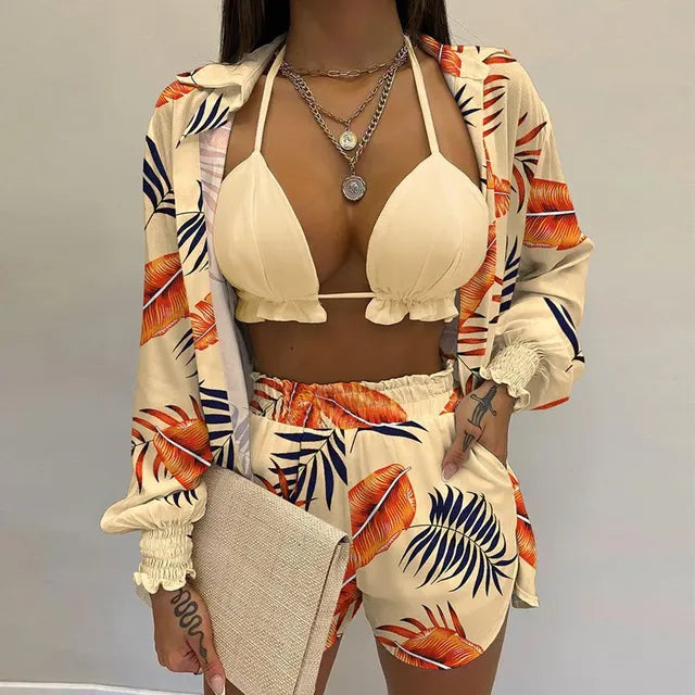 2026 Summer Women's Sexy Three-Piece Beach Outfit