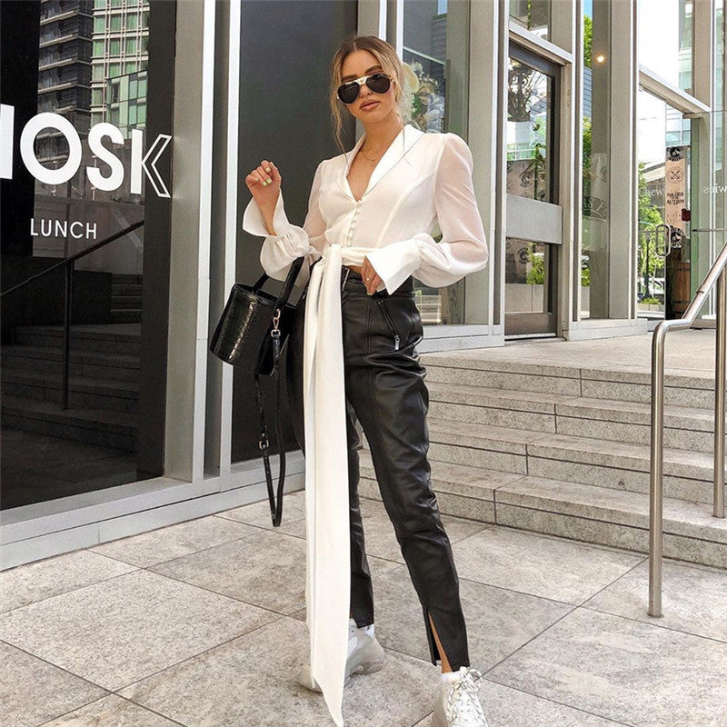 Women's Lantern Sleeve Blouse, T-Shirt, Formal Style