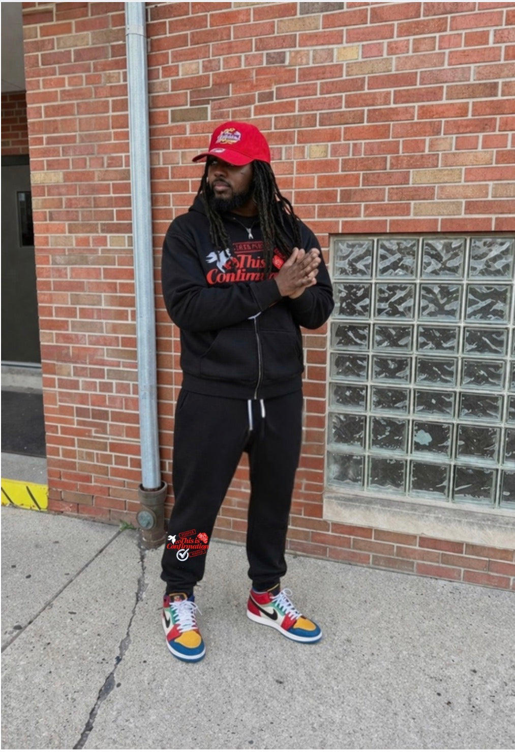 Athletic Joggers — Red Retro Cycling Club Graphic Sweatpants
