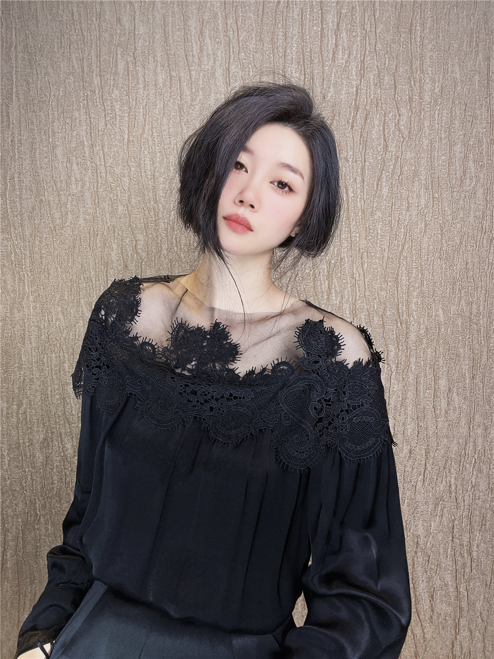 2026 Off-Shoulder Satin Silk Mesh Blouse for Women