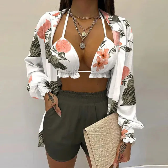 2026 Summer Women's Sexy Three-Piece Beach Outfit