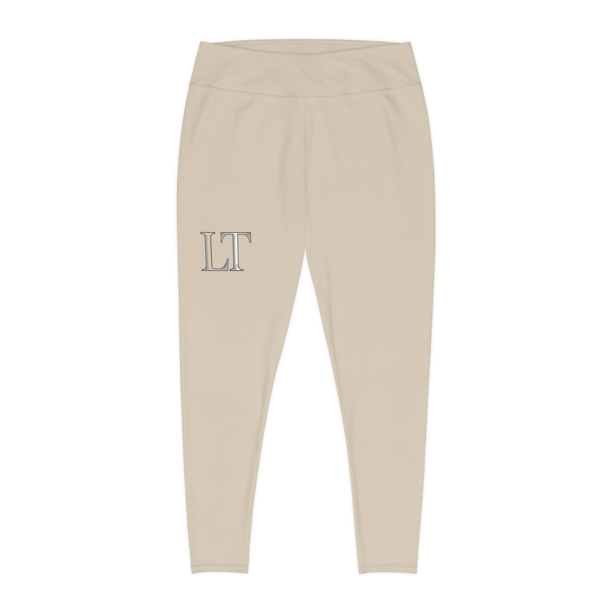 Single LT Plus Size Leggings - Neutral Script Allover Print