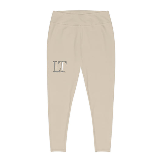 Single LT Plus Size Leggings - Neutral Script Allover Print