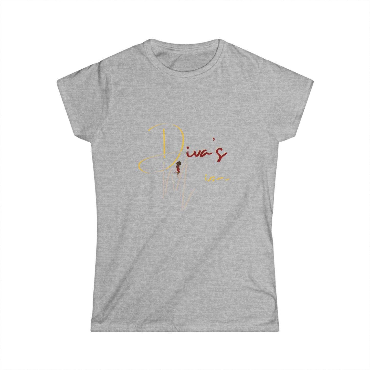 White Women's Tee - 'Diva's Mission' Script Logo Graphic
