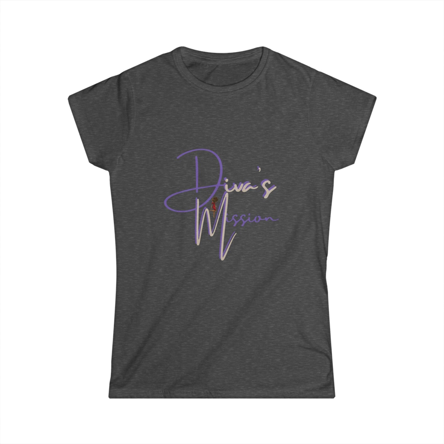 Purple Women's Tee - 'Diva's Mission' Script Logo Graphic