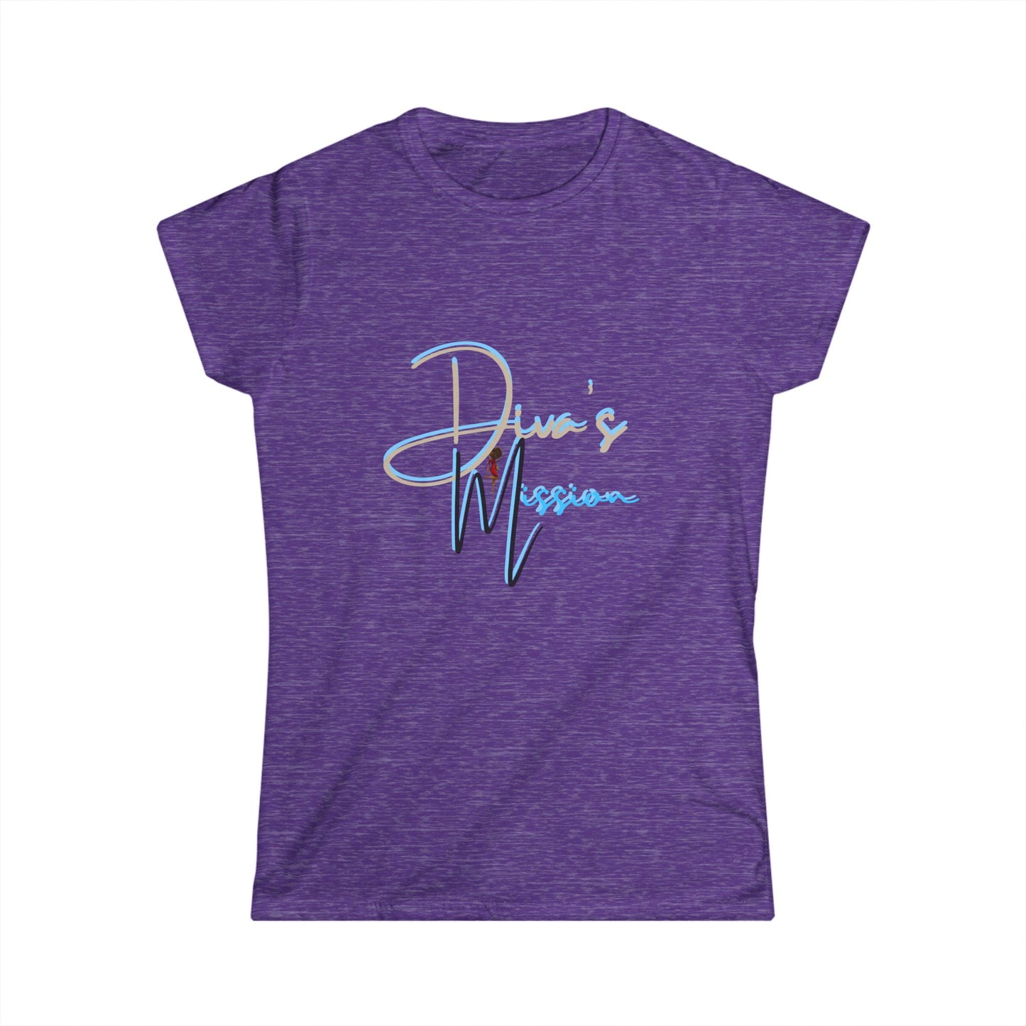 Blue Women's Tee - 'Diva's Mission' Script Logo Graphic