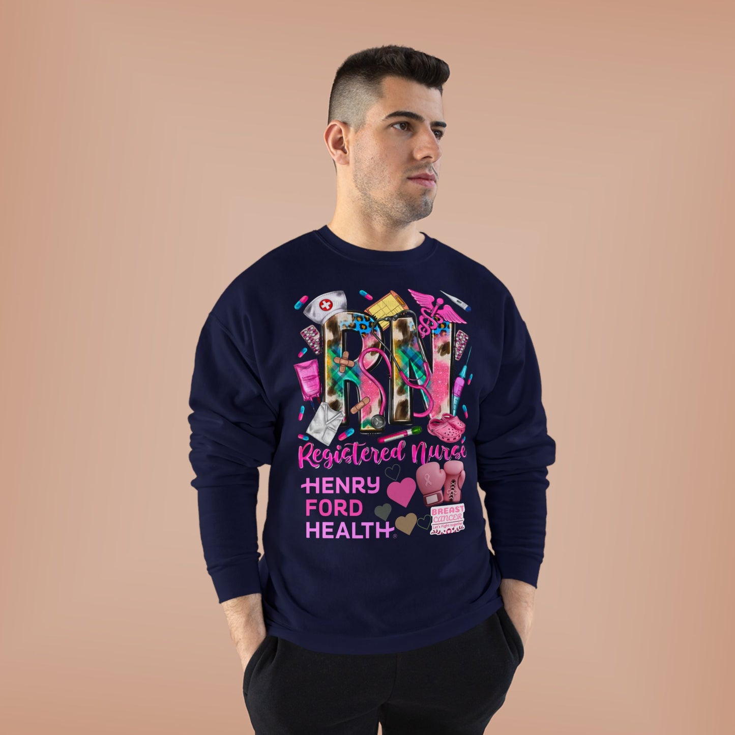 RN Nurse breast cancer Crewneck Sweatshirt | Eco-Friendly Gift for Healthcare Workers, Perfect for Nurse Appreciation, Mother's Day, Birthdays, [...]