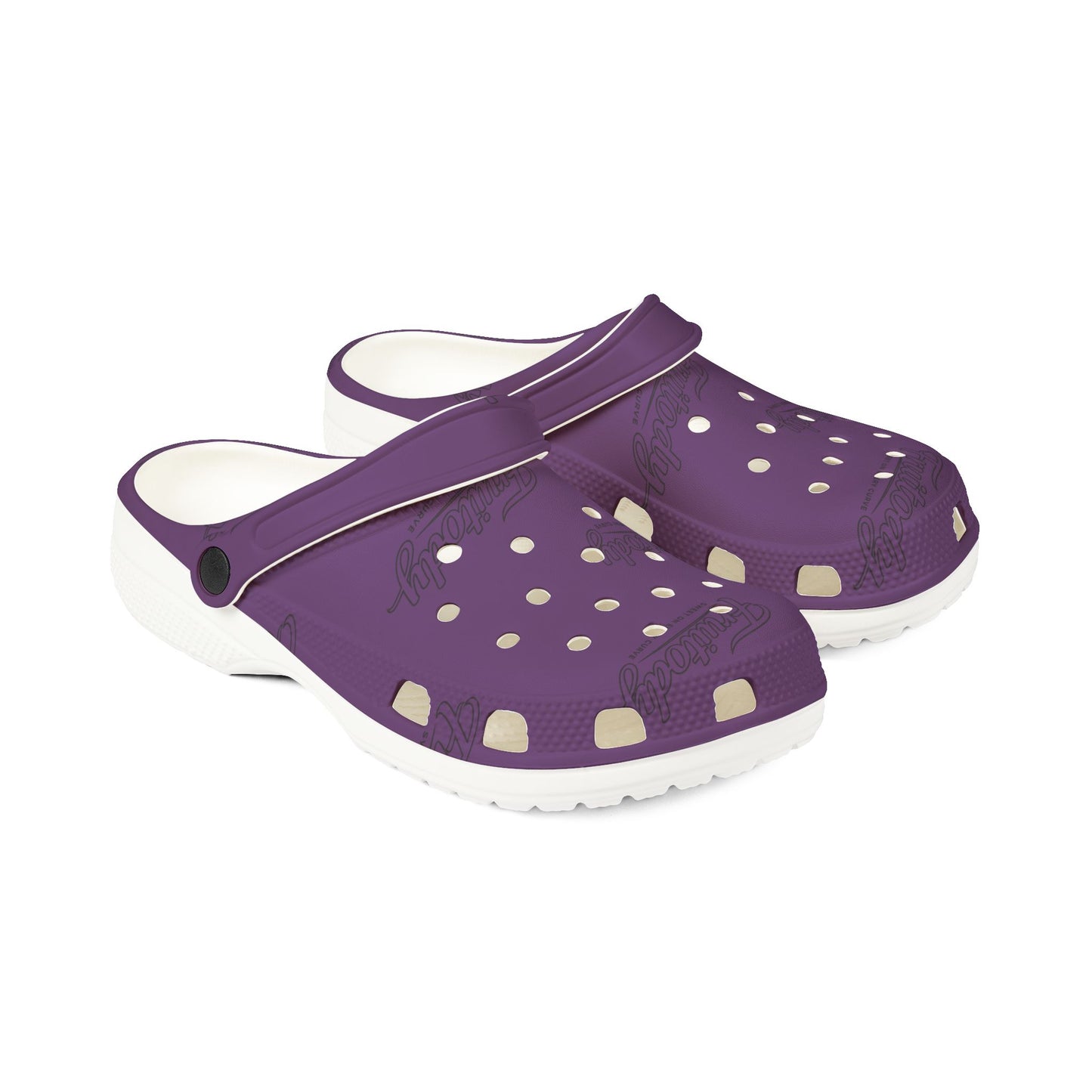 Grape FRUITODY-Foam Clogs — Comfortable Slip-On Shoes with All-Over Logo Print