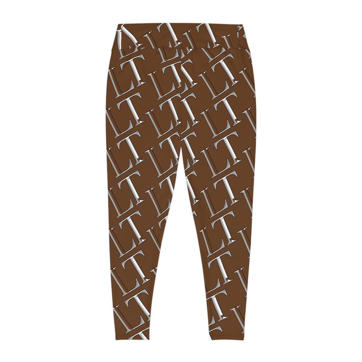 Plus Size Leggings — Brown Monogram All-Over Print