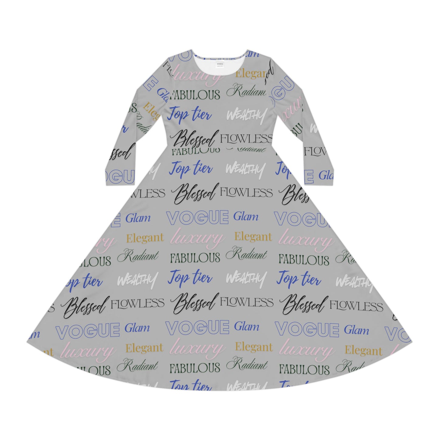 Women's Long Sleeve Dance Dress — Inspirational Word Print AOP