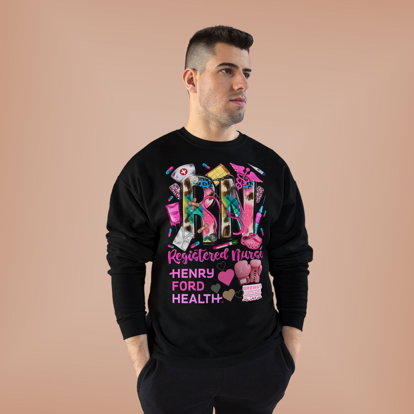 RN Nurse breast cancer Crewneck Sweatshirt | Eco-Friendly Gift for Healthcare Workers, Perfect for Nurse Appreciation, Mother's Day, Birthdays, [...]