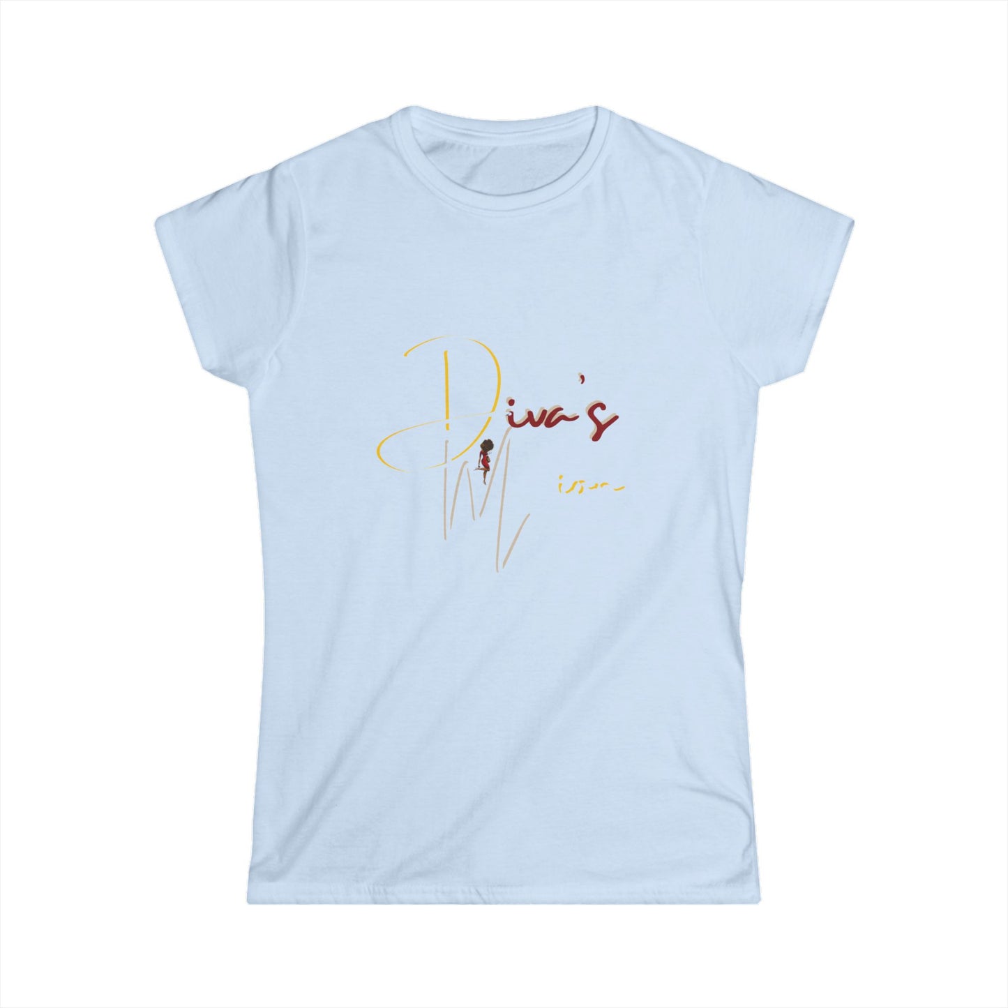 White Women's Tee - 'Diva's Mission' Script Logo Graphic