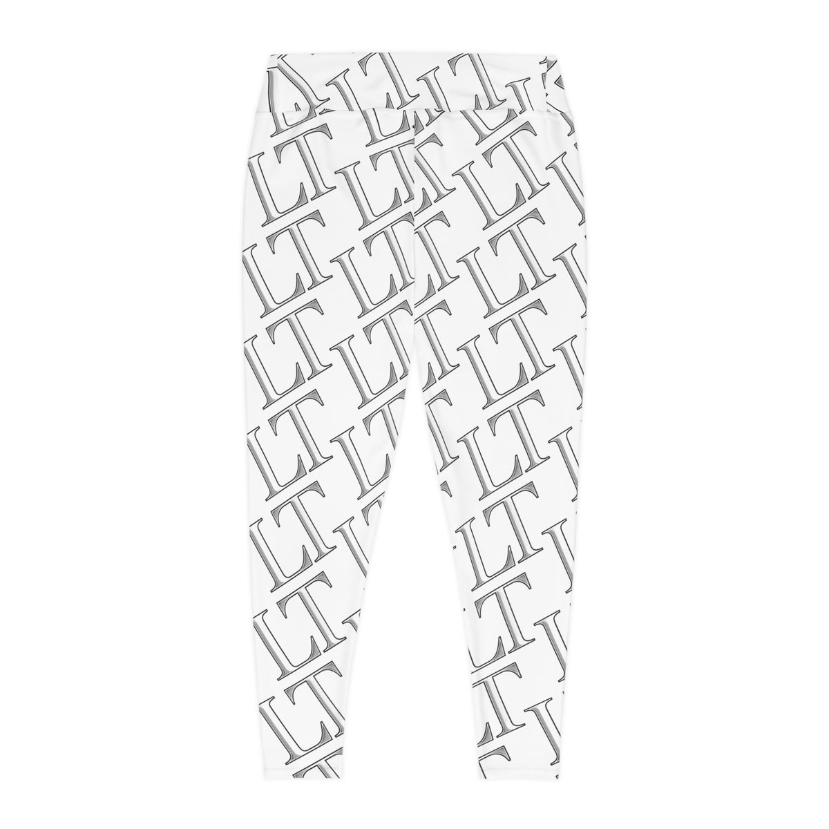 Plus Size Leggings — White Monogram All-Over Print