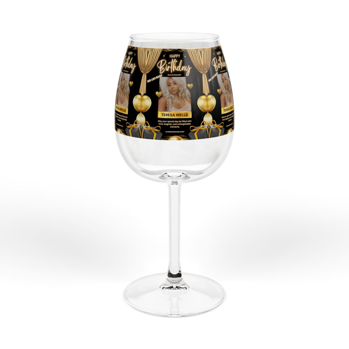 Personalized Wine Glass, Birthday girl- for Wine Lovers, Custom Engraved Stemware, Celebration Cheers Cup, Festive Party Drinkware