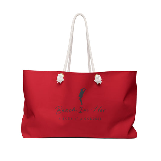 Weekender Bag — 'Beach In Her' Red Travel Tote (A Body of a Goddess)