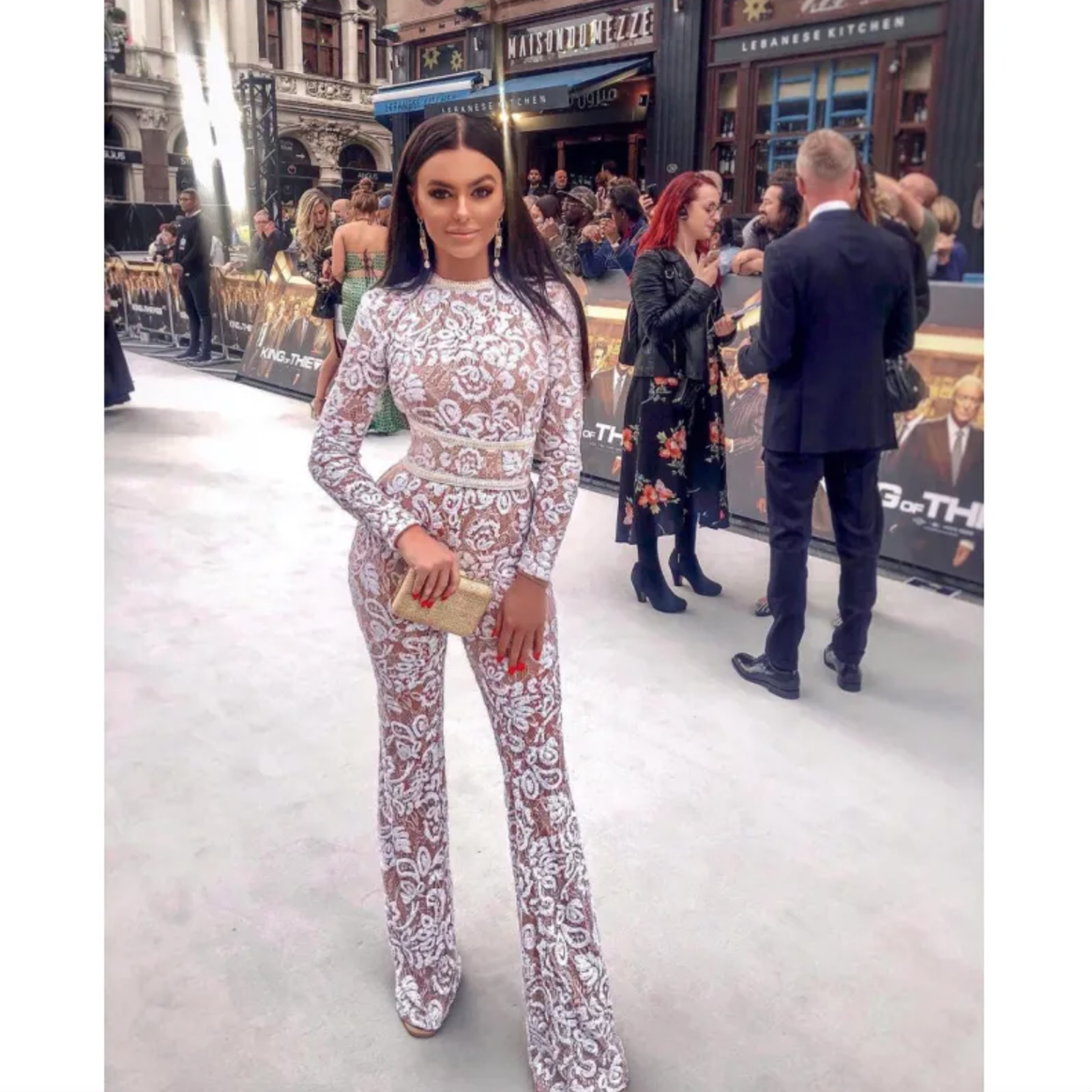 Celebrity-Style Lace Slim Jumpsuit
