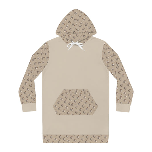 LT Beige Mini Dachshund Pattern Hoodie Dress — Cozy Dog Lover AOP