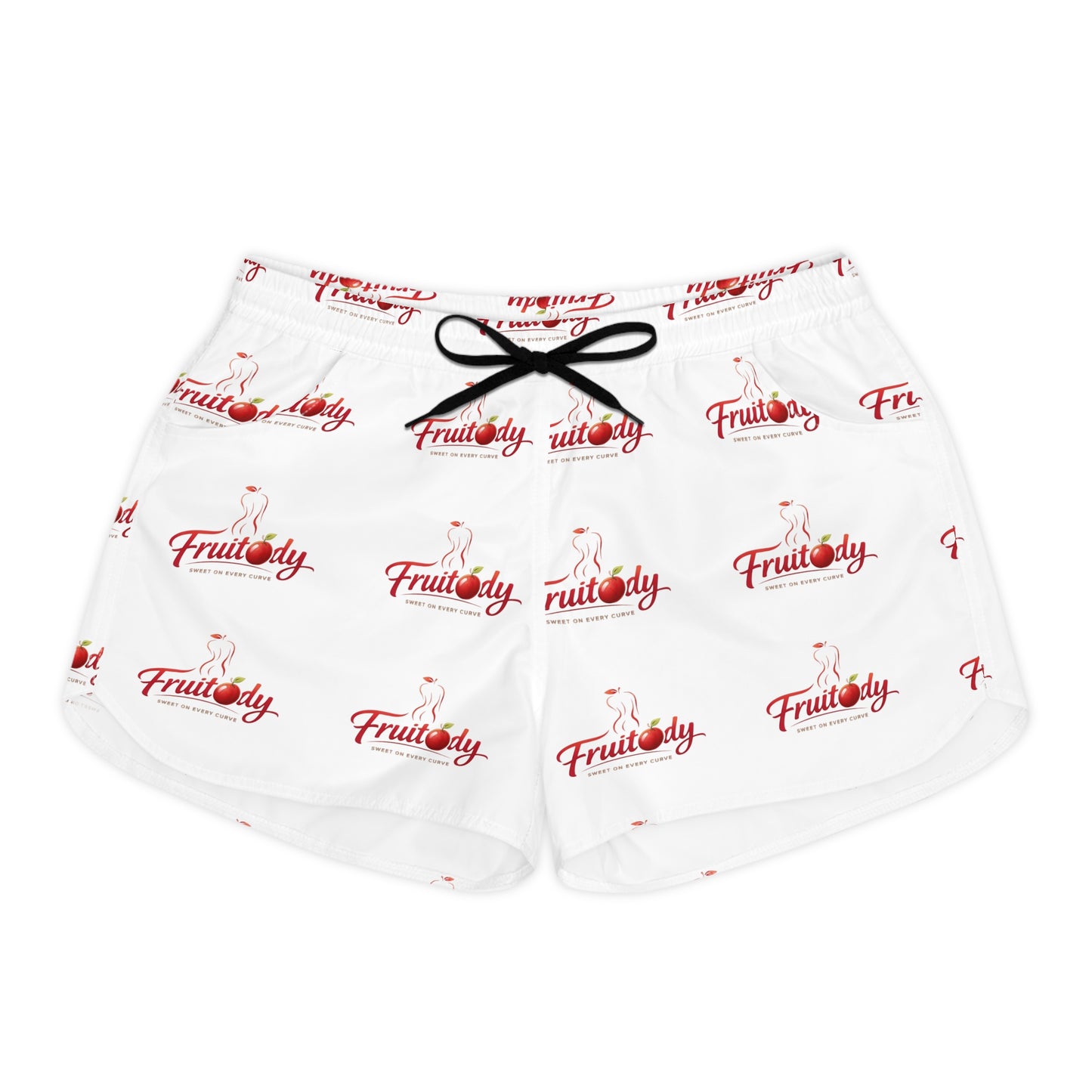 Fruitody apple-Women's Casual Shorts — White All-Over Print